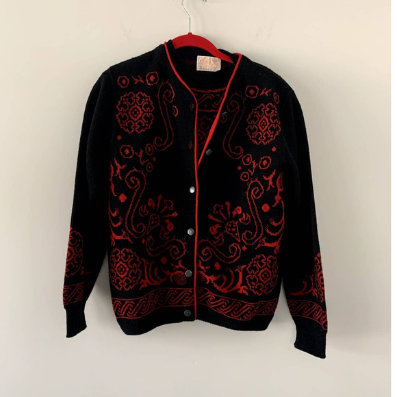 Pendleton Sweaters Rare Vintage Pendleton Made In Usa Red Black Wool Vest Cardigan Set Small